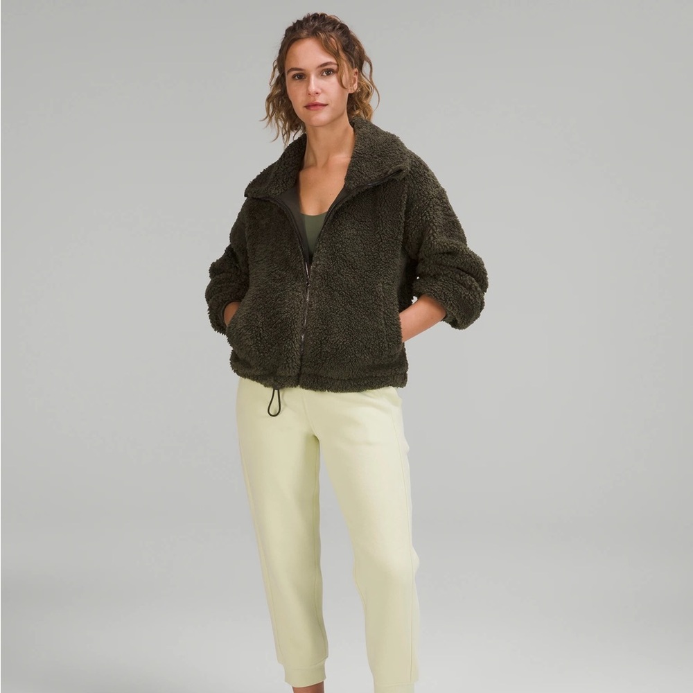 Lululemon cinchable fleece sherpa jacket - olive
